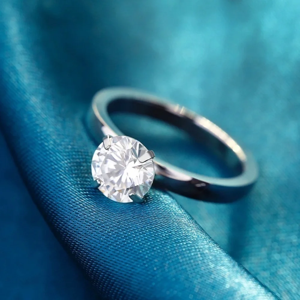 Platinum Plated Engagement Ring w/5 Color 1.5CT Interchangeable Zircon Diamond - Picture 3 of 7